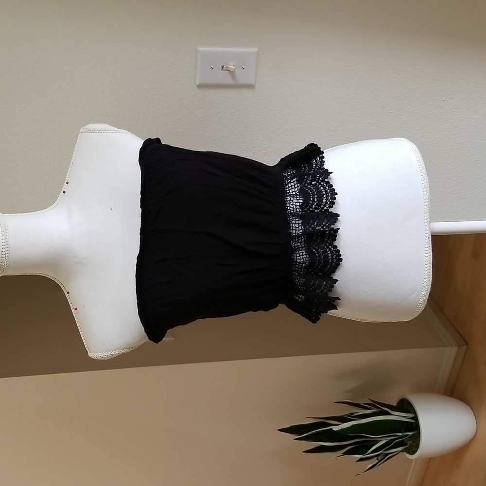 Forever 21Black Semi Sheer Tube Top Cropped / Mini Skirt